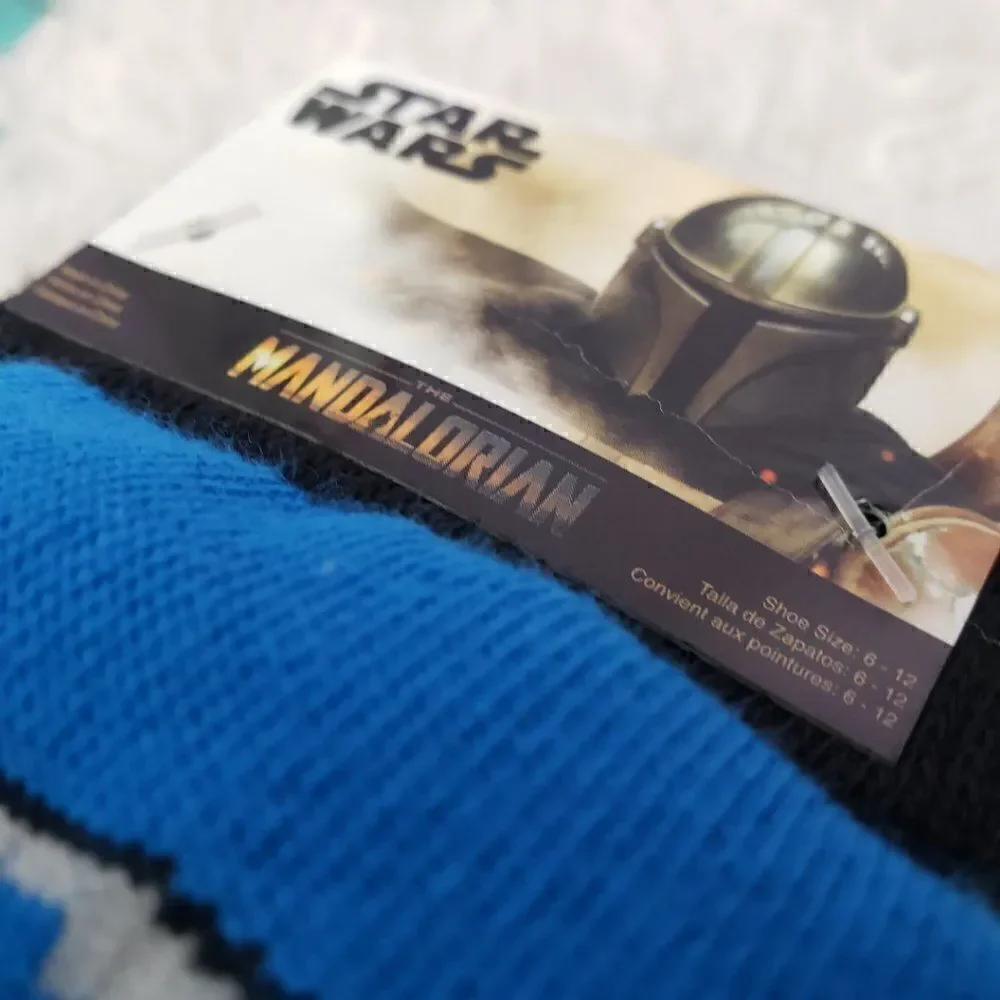 Mandalorian Starwars Boy/Girl Blue Socks Size 6-12